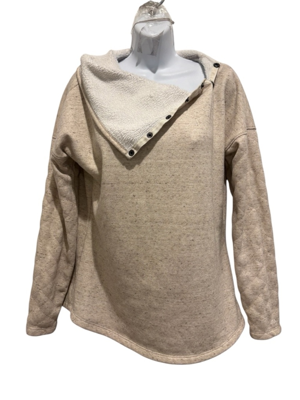 MARMOT Women’s Quilted Sweatshirt Pullover Snap Neck White Cream Size Medium